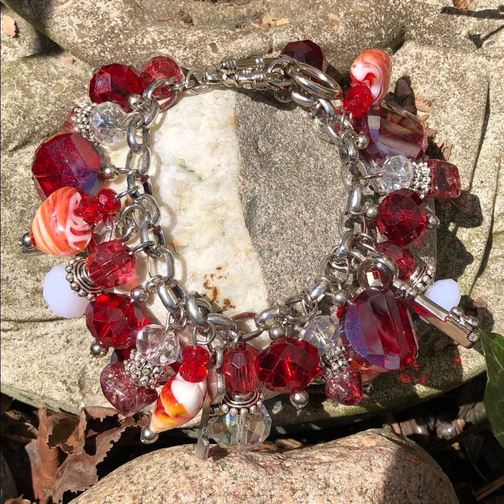 Fun faux crystal and metal charm bracelet